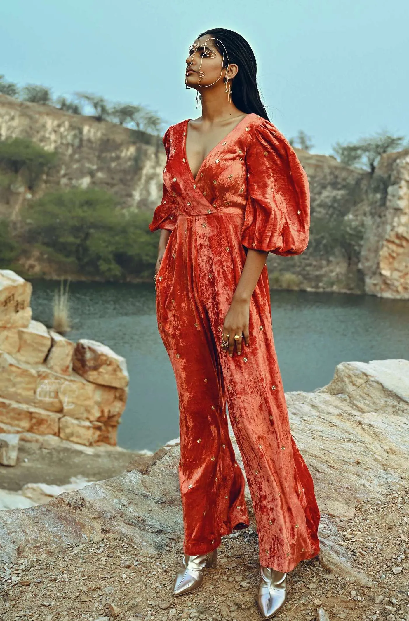 Velvet Overlap Jumpsuit
