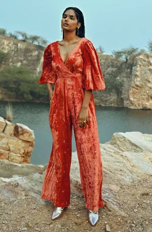Velvet Overlap Jumpsuit