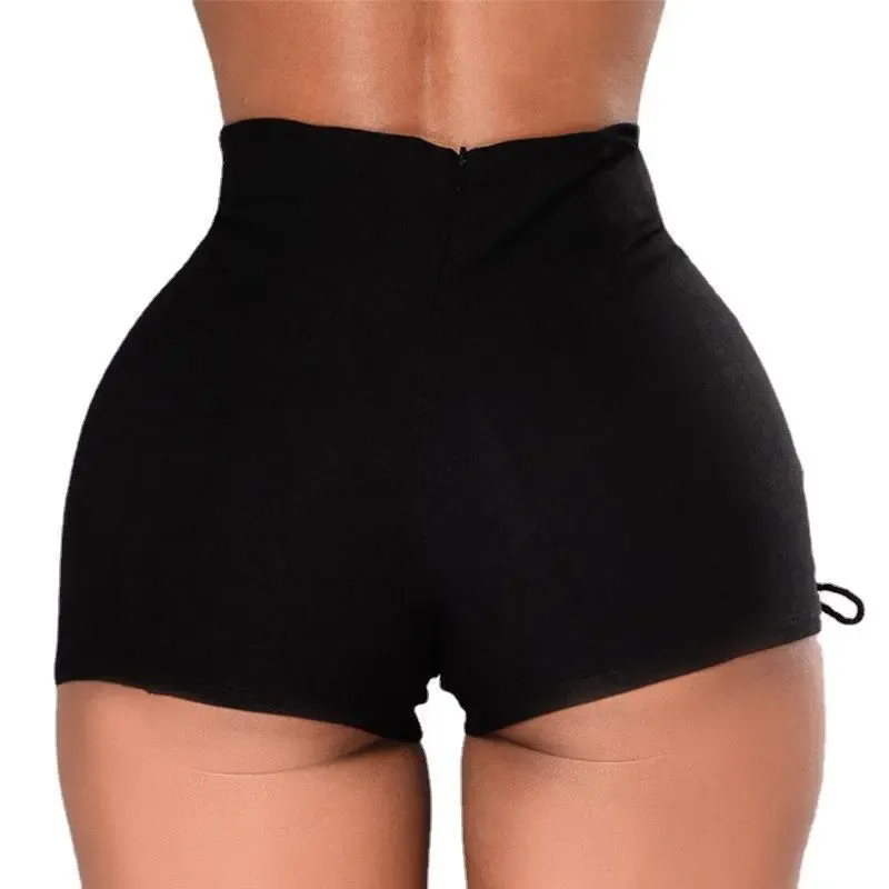 Venom High-Waist Lace-Up Side Denim Shorts