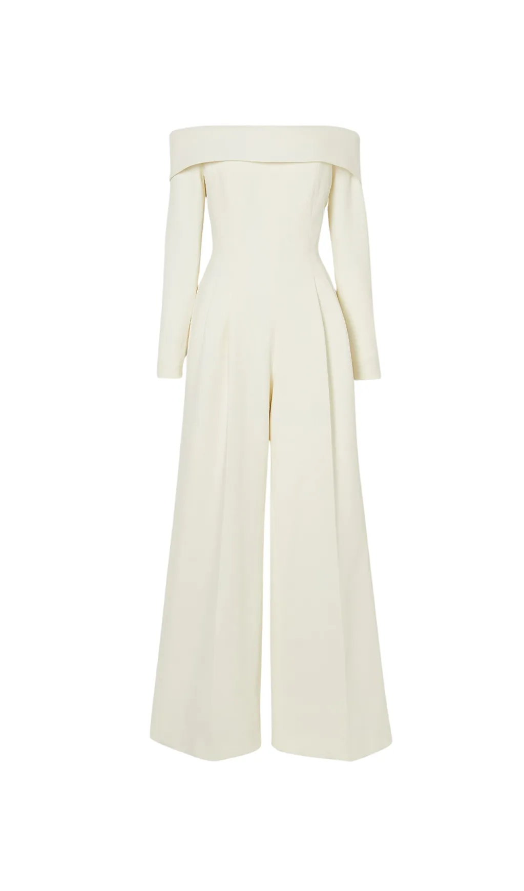 Vesper off-the-shoulder crepe jumpsuit in ivory