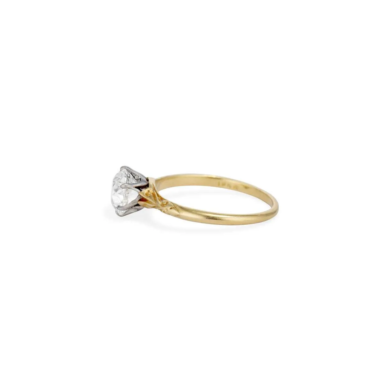 Vintage Old European Cut Diamond Engagement Ring , Handmade 14k yellow gold and White Gold Prong Moissanite 1.43CT