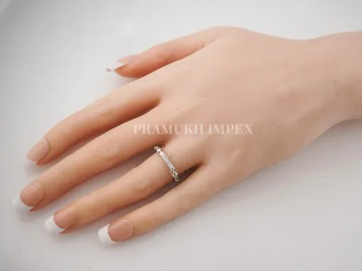 Vintage Wedding Band Art Deco .08 Round Cut Diamonds in 14k White Gold, Art Deco Wedding Band - Vintage Style Band - Sterling Silver - 1939s