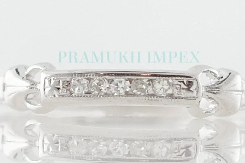 Vintage Wedding Band Art Deco .08 Round Cut Diamonds in 14k White Gold, Art Deco Wedding Band - Vintage Style Band - Sterling Silver - 1939s