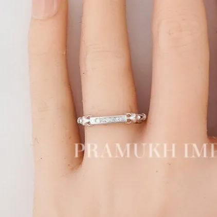 Vintage Wedding Band Art Deco .08 Round Cut Diamonds in 14k White Gold, Art Deco Wedding Band - Vintage Style Band - Sterling Silver - 1939s