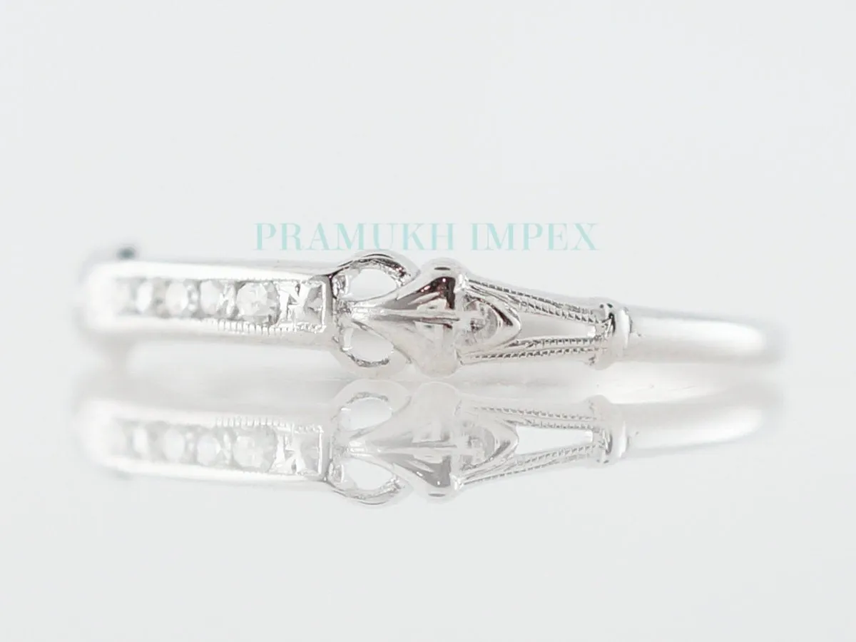 Vintage Wedding Band Art Deco .08 Round Cut Diamonds in 14k White Gold, Art Deco Wedding Band - Vintage Style Band - Sterling Silver - 1939s