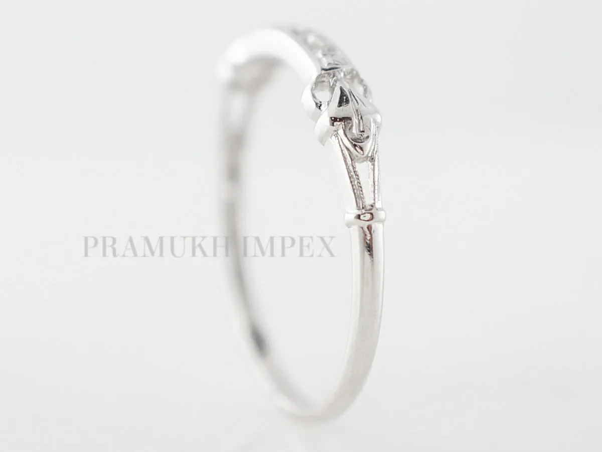 Vintage Wedding Band Art Deco .08 Round Cut Diamonds in 14k White Gold, Art Deco Wedding Band - Vintage Style Band - Sterling Silver - 1939s