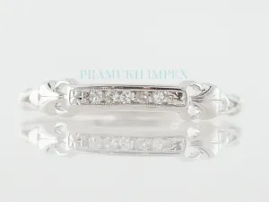Vintage Wedding Band Art Deco .08 Round Cut Diamonds in 14k White Gold, Art Deco Wedding Band - Vintage Style Band - Sterling Silver - 1939s