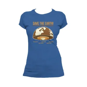 Weird Science Save The Earth - Chocolate Official Ladies T-Shirt (Royal Blue)