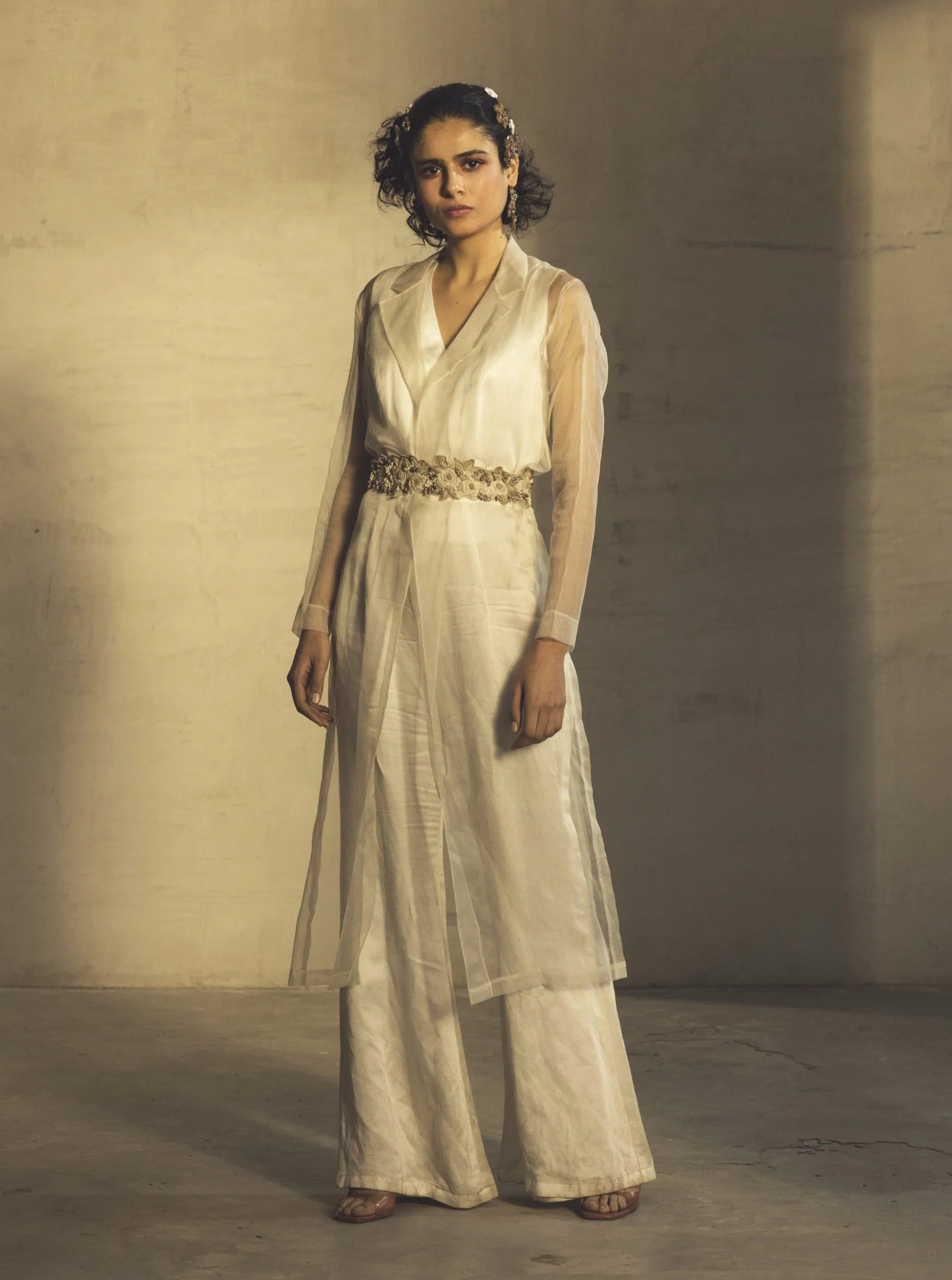 White Jumpsuit With Trench & Belt