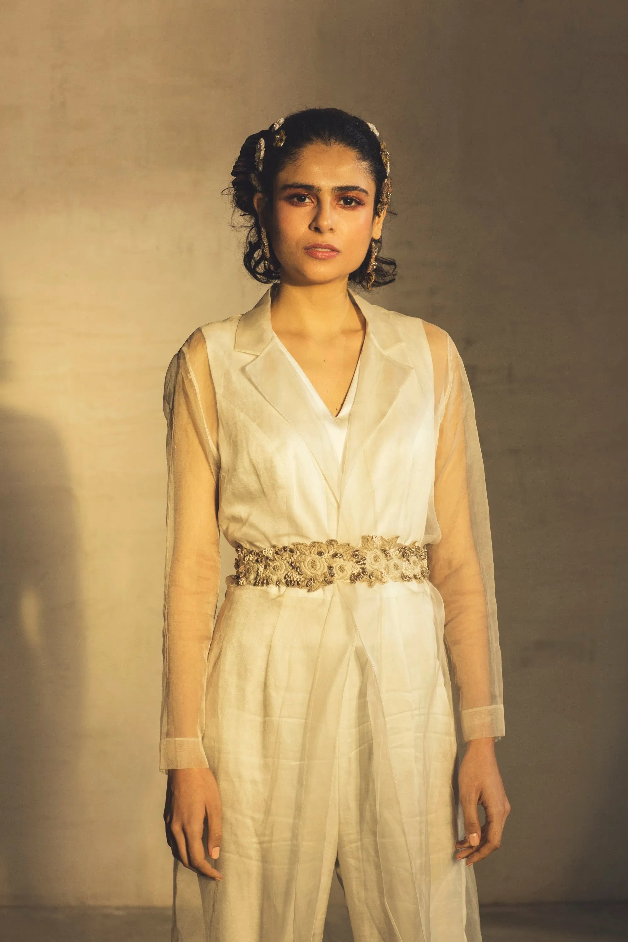 White Jumpsuit With Trench & Belt