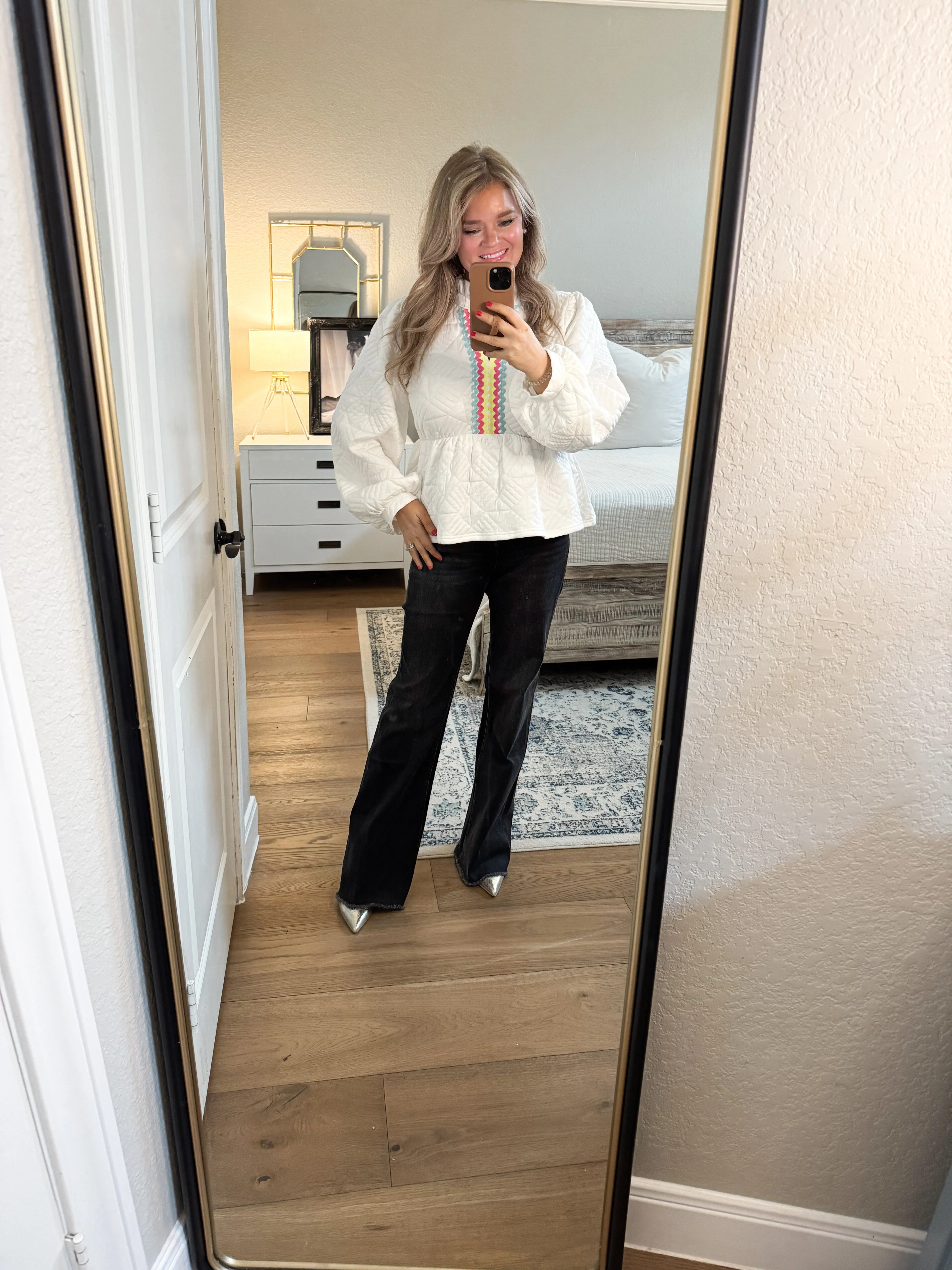 White Quilted Ric Rac Sweater