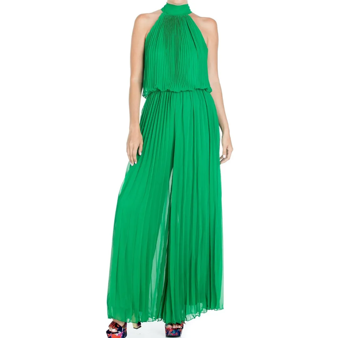 Wild Orchid Pleat Jumpsuit - Emerald