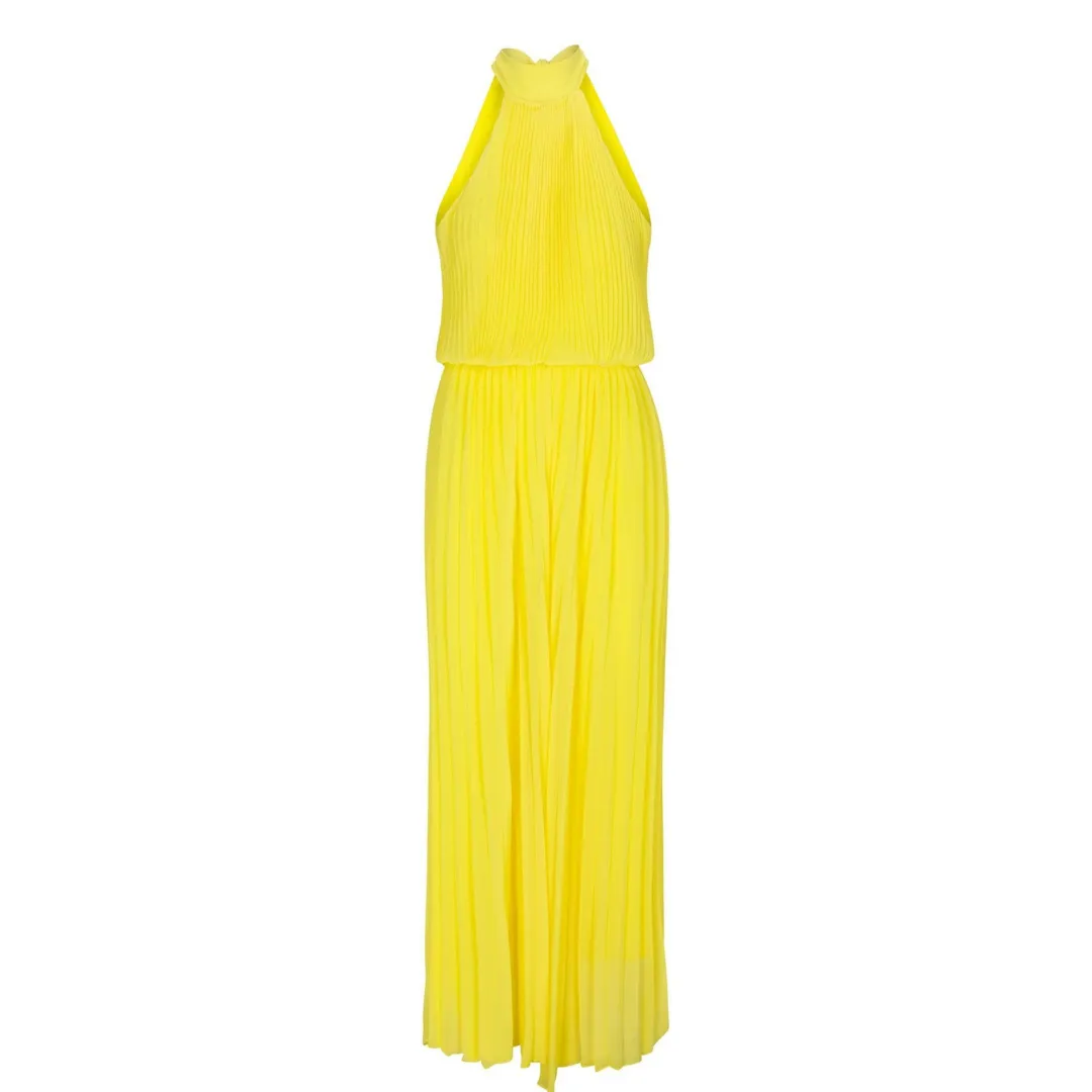 Wild Orchid Pleat Jumpsuit - Yellow