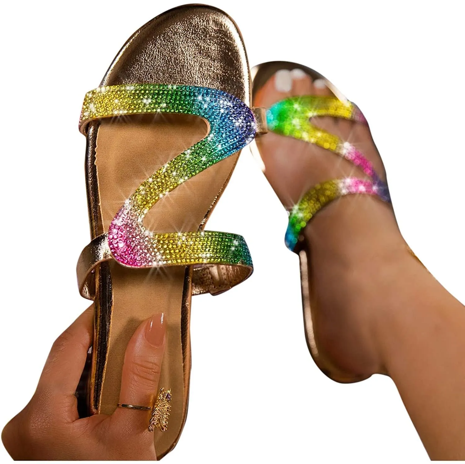 Winsummer Women's Sandals,2021 Comfy Platform Casual Sandal Shoes Summer Beach Travel Shoes Slipper Flip Flops