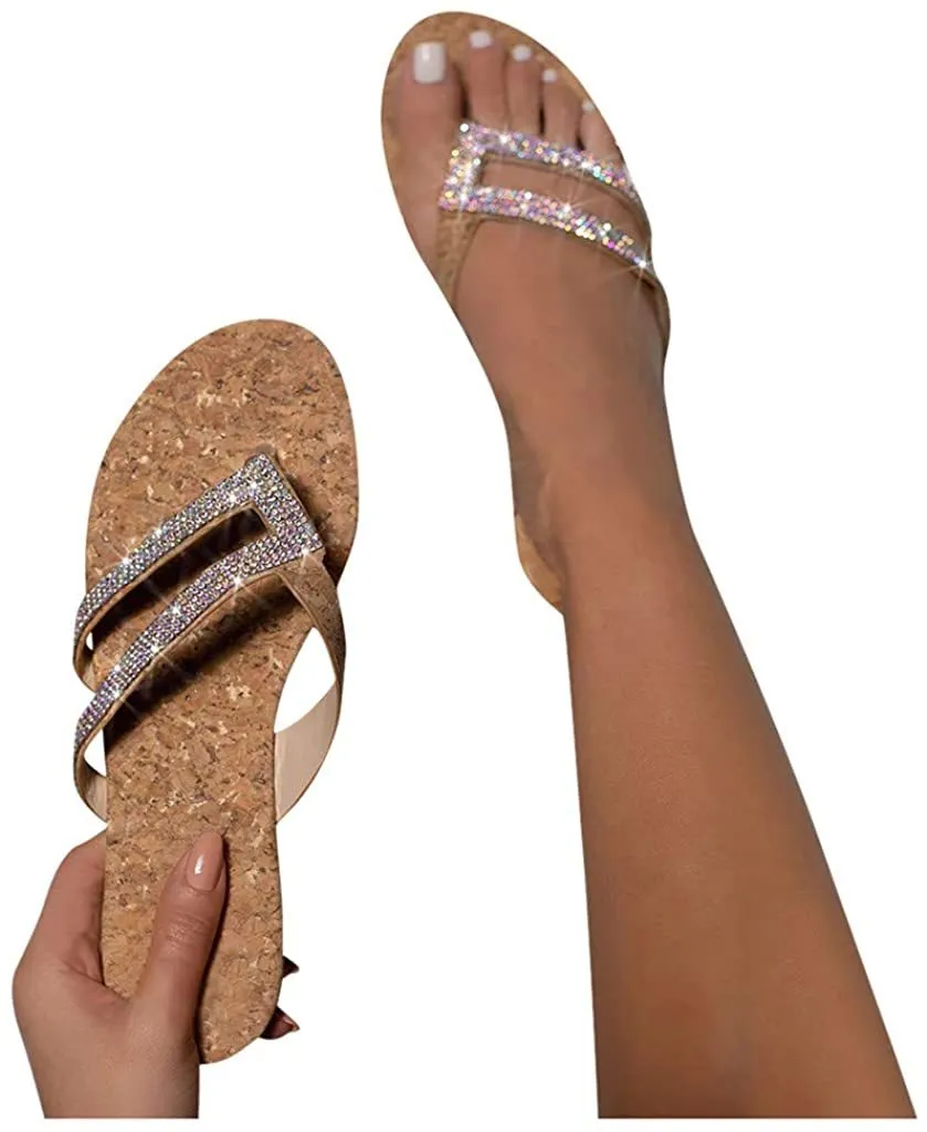 Winsummer Women's Sandals,2021 Comfy Platform Casual Sandal Shoes Summer Beach Travel Shoes Slipper Flip Flops
