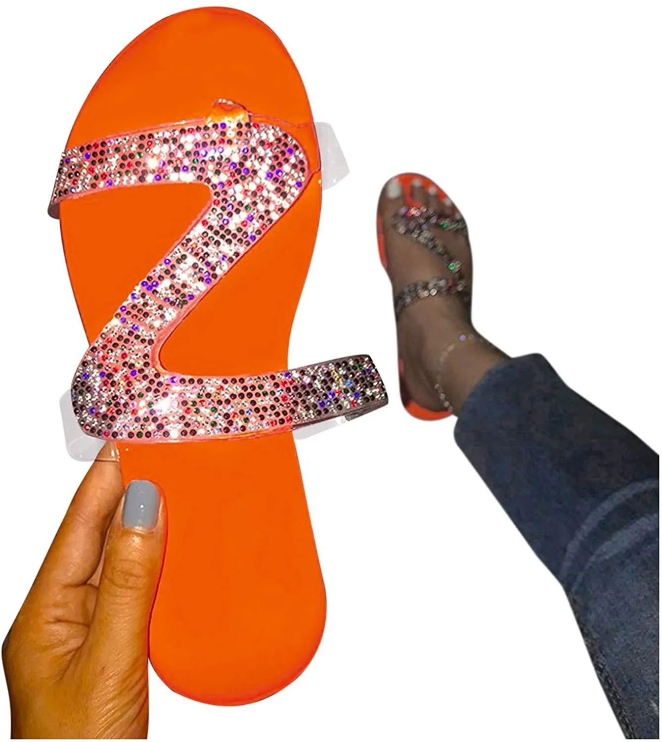 Winsummer Women's Sandals,2021 Comfy Platform Casual Sandal Shoes Summer Beach Travel Shoes Slipper Flip Flops