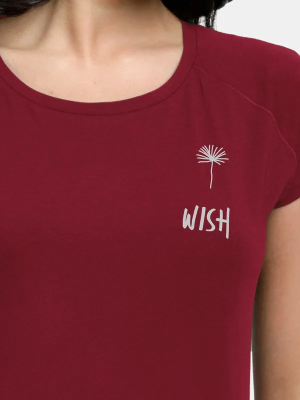 Women Maroon Solid Tops & T-shirts-Space Tee-MR