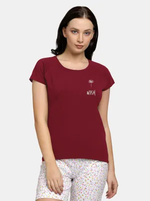 Women Maroon Solid Tops & T-shirts-Space Tee-MR