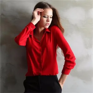 Women Shirt Chiffon Tops Elegant Ladies Formal Office Blouse 5 Colors Work Wear Plus Size XXL