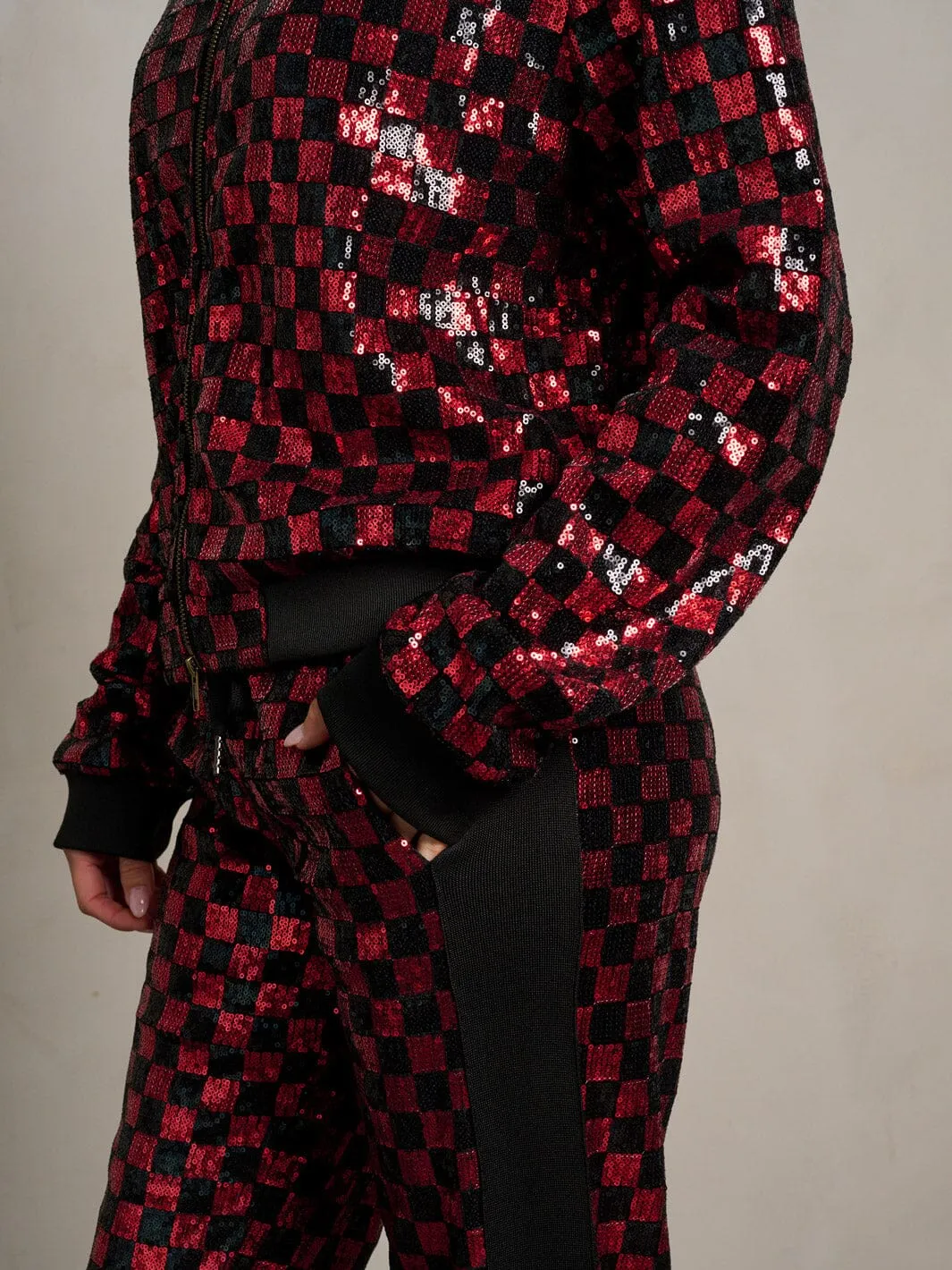 WOMEN'S LONG SLEEVE JACKET & ELASTIC WAIST PANTS SEQUINS 2PC. SET