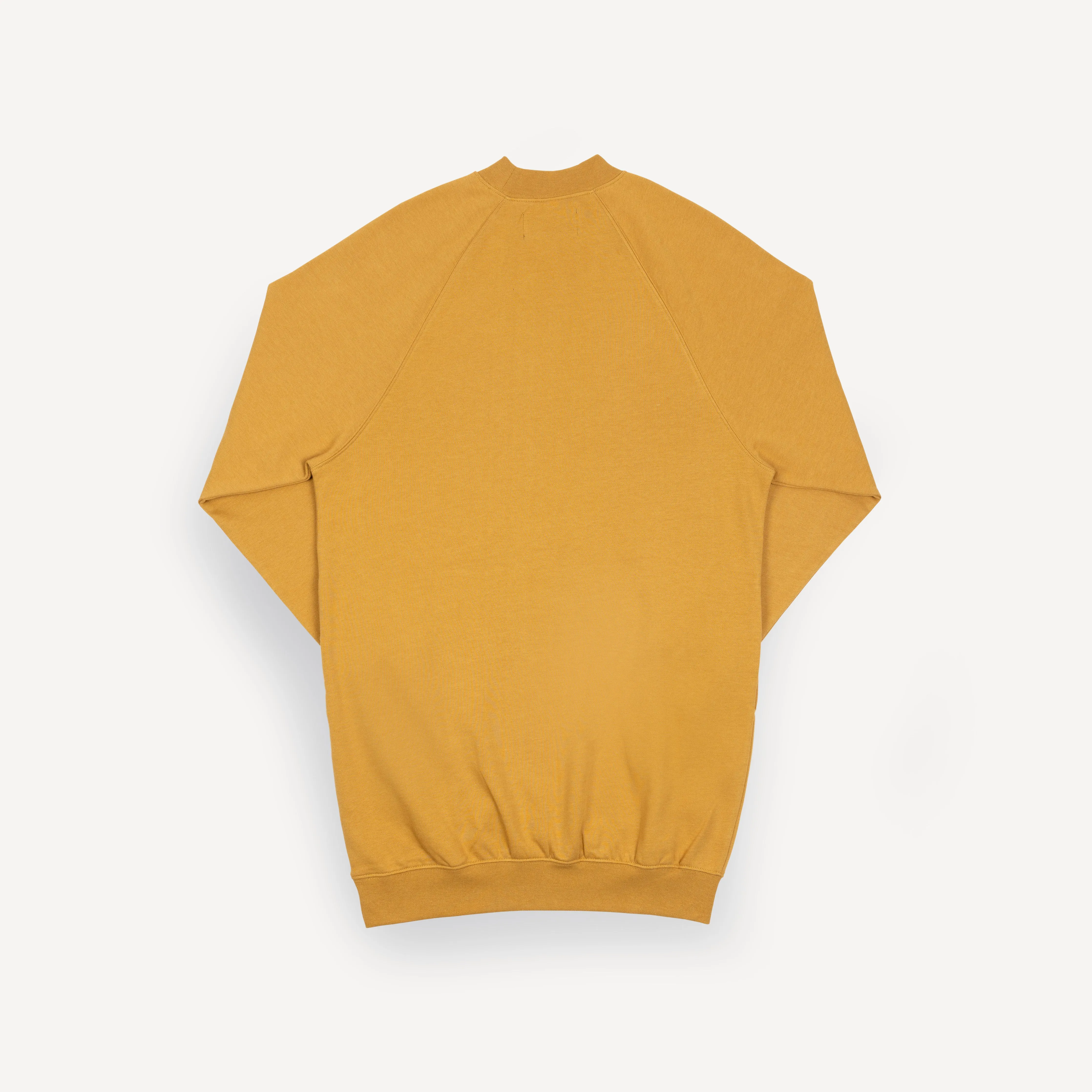 Womens Oversized Raglan Fleece Crewneck Dress - Honey Mustard