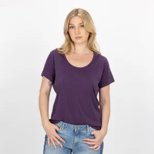 Womens Scoop Neck Tee - Purple Plumeria