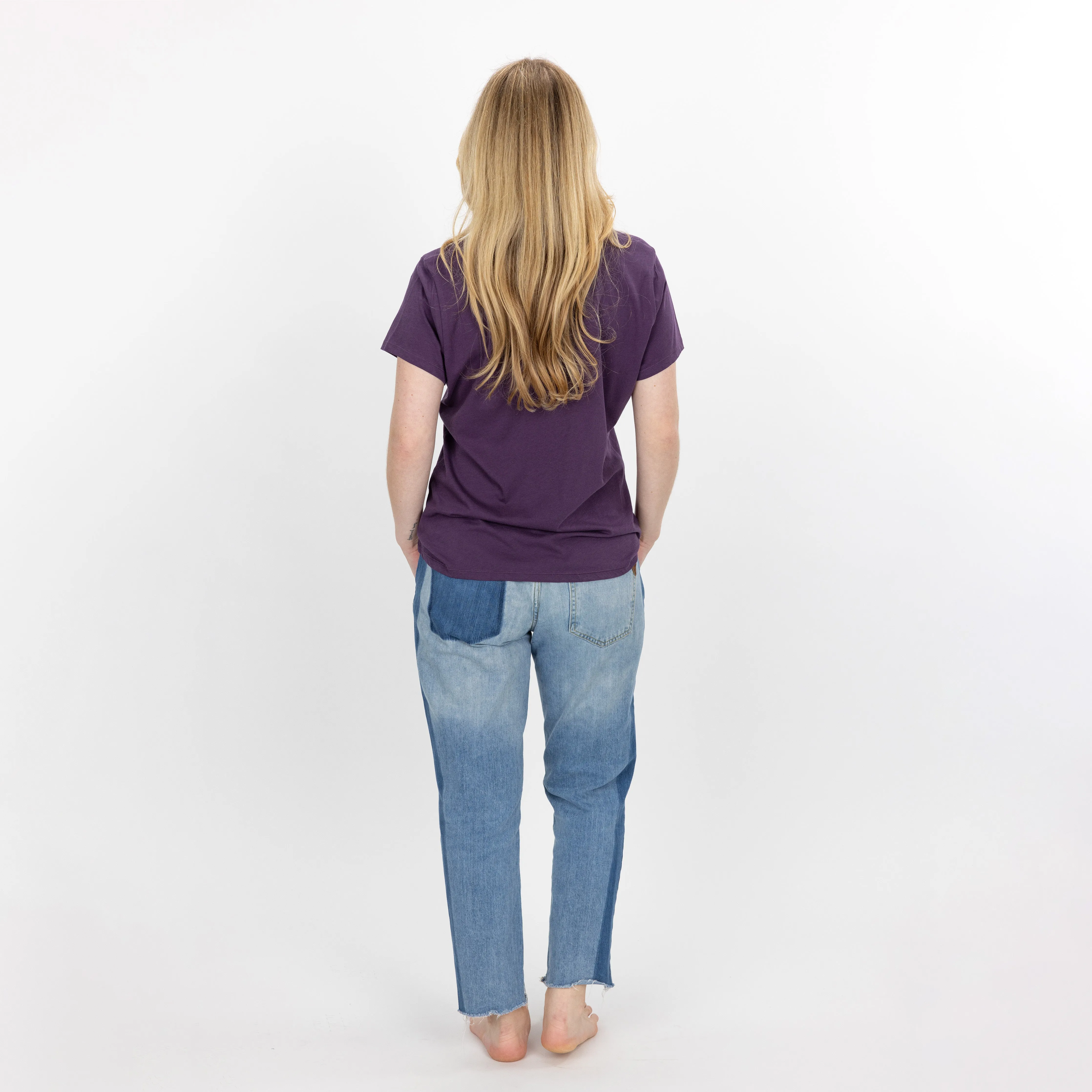 Womens Scoop Neck Tee - Purple Plumeria
