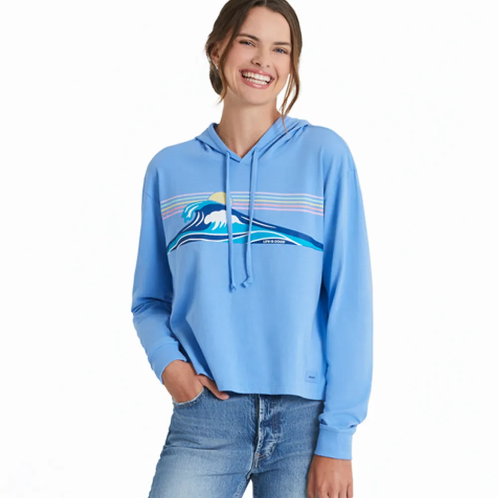Women's Wavy Stripes Crusher Boxy Hoodie - 115200