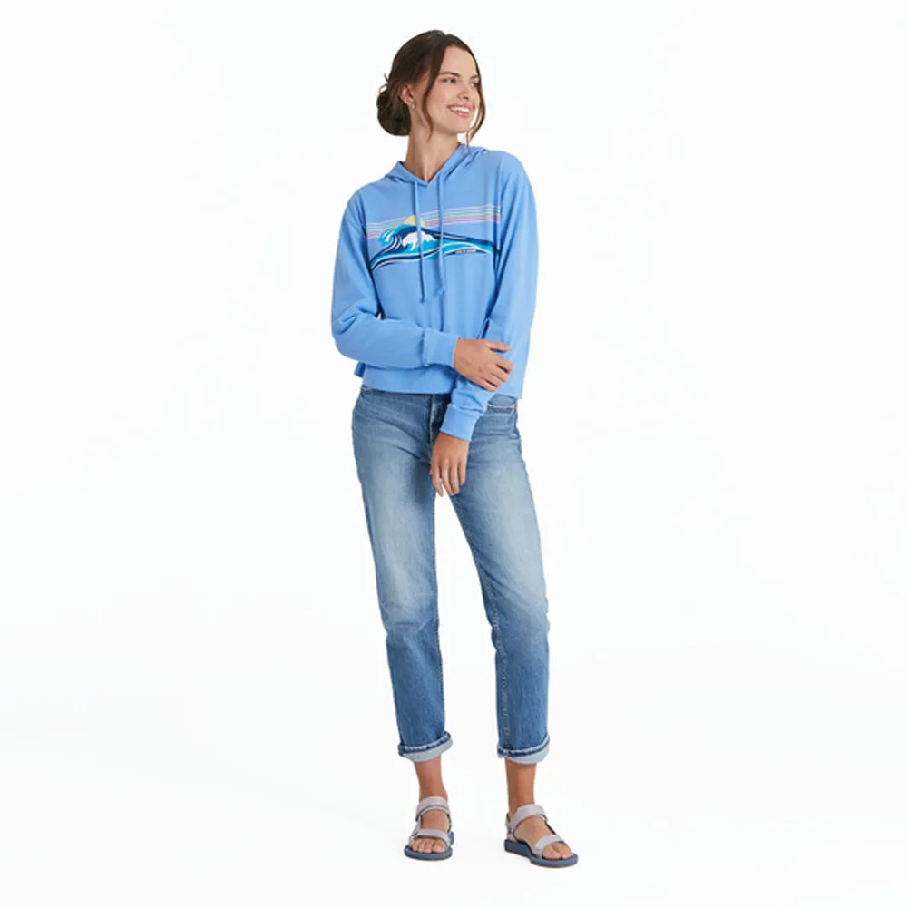 Women's Wavy Stripes Crusher Boxy Hoodie - 115200