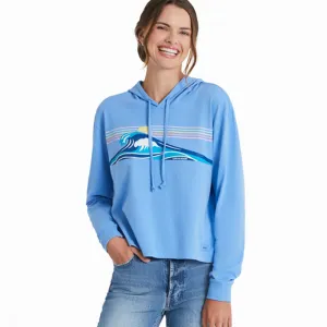 Women's Wavy Stripes Crusher Boxy Hoodie - 115200