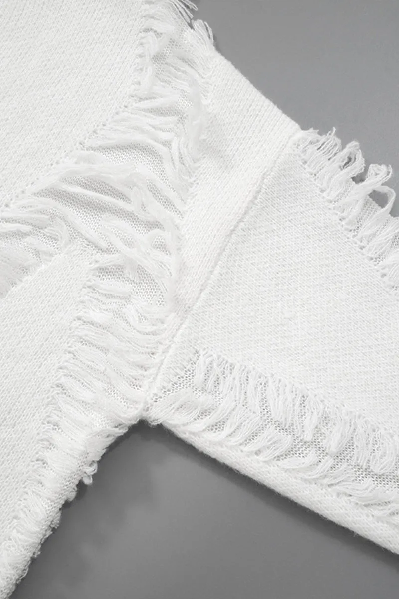 WS3324 Ripped Sheer Sweater Top