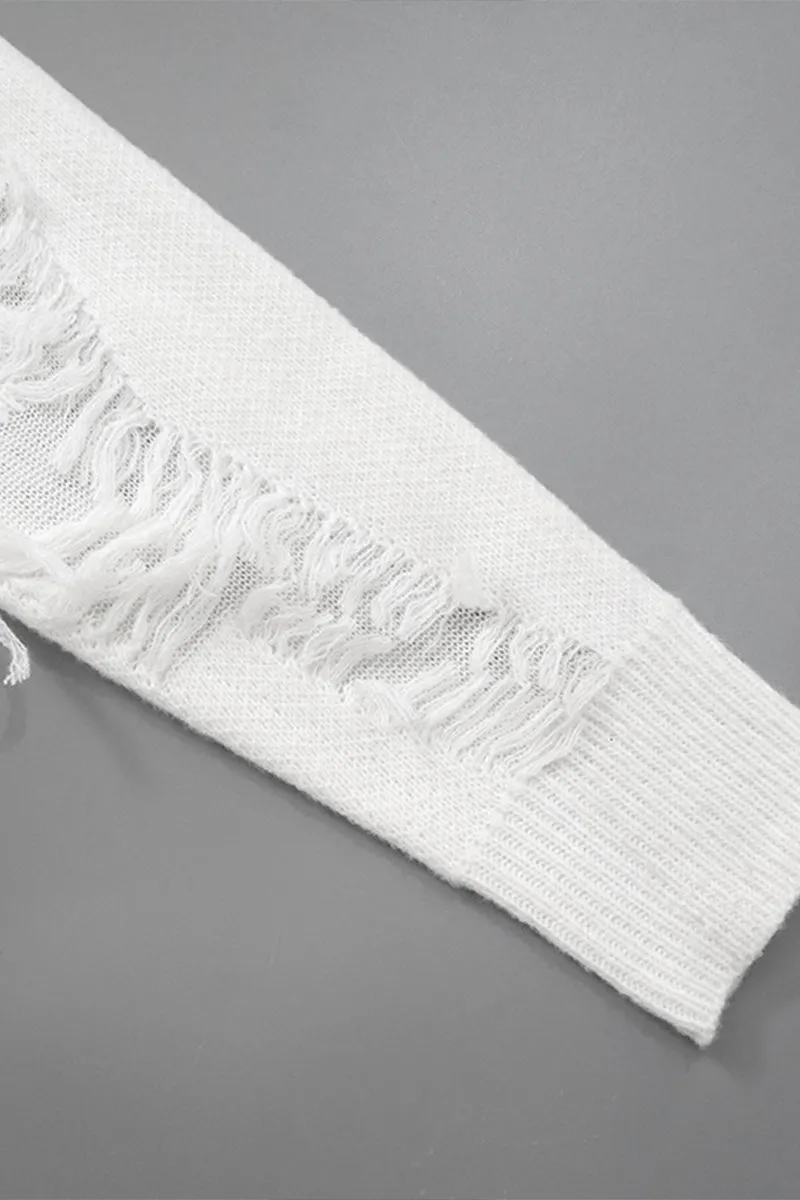 WS3324 Ripped Sheer Sweater Top