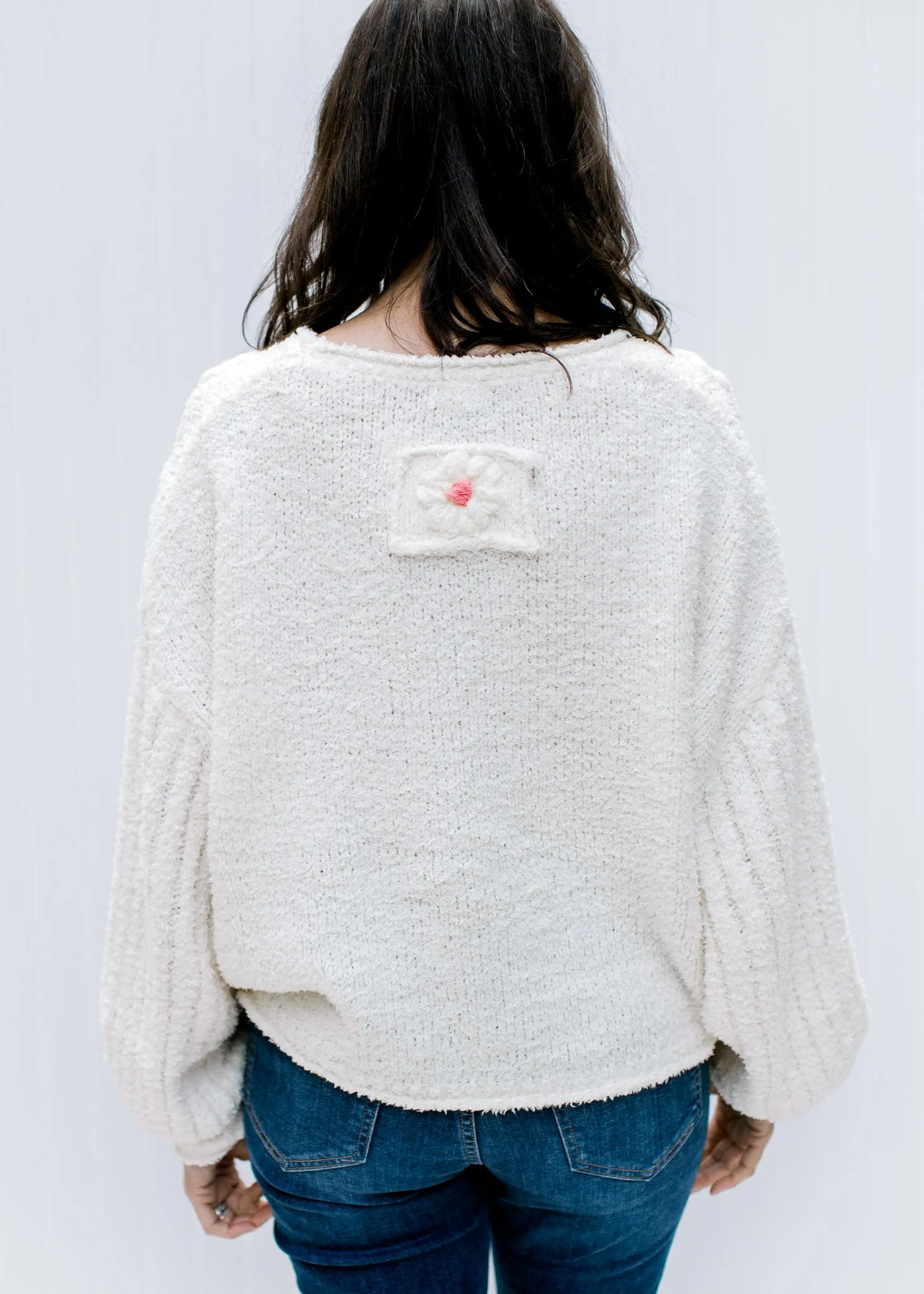 X Pop of Pink Ivory Sweater