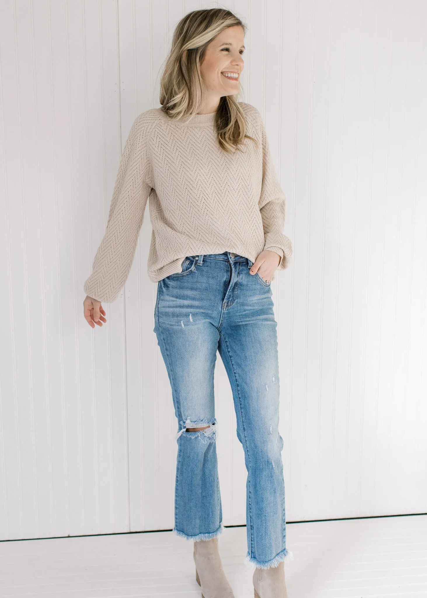 X Tan Textured Sweater