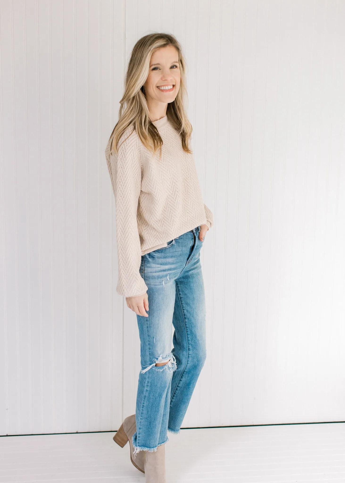 X Tan Textured Sweater