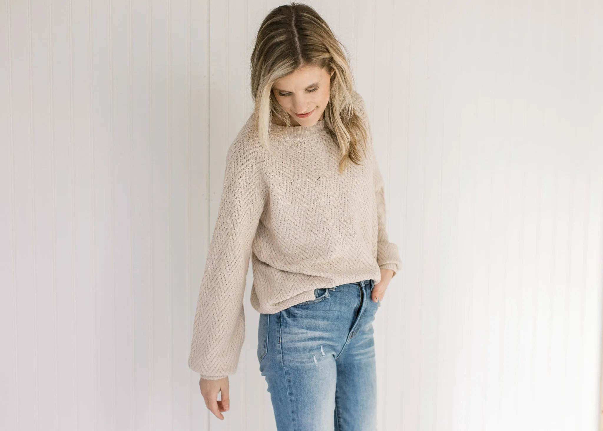 X Tan Textured Sweater