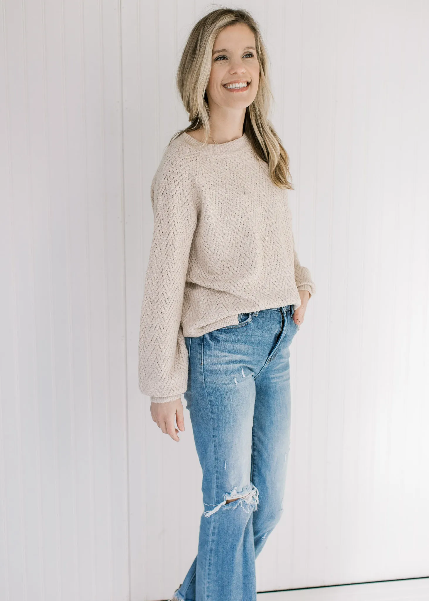 X Tan Textured Sweater
