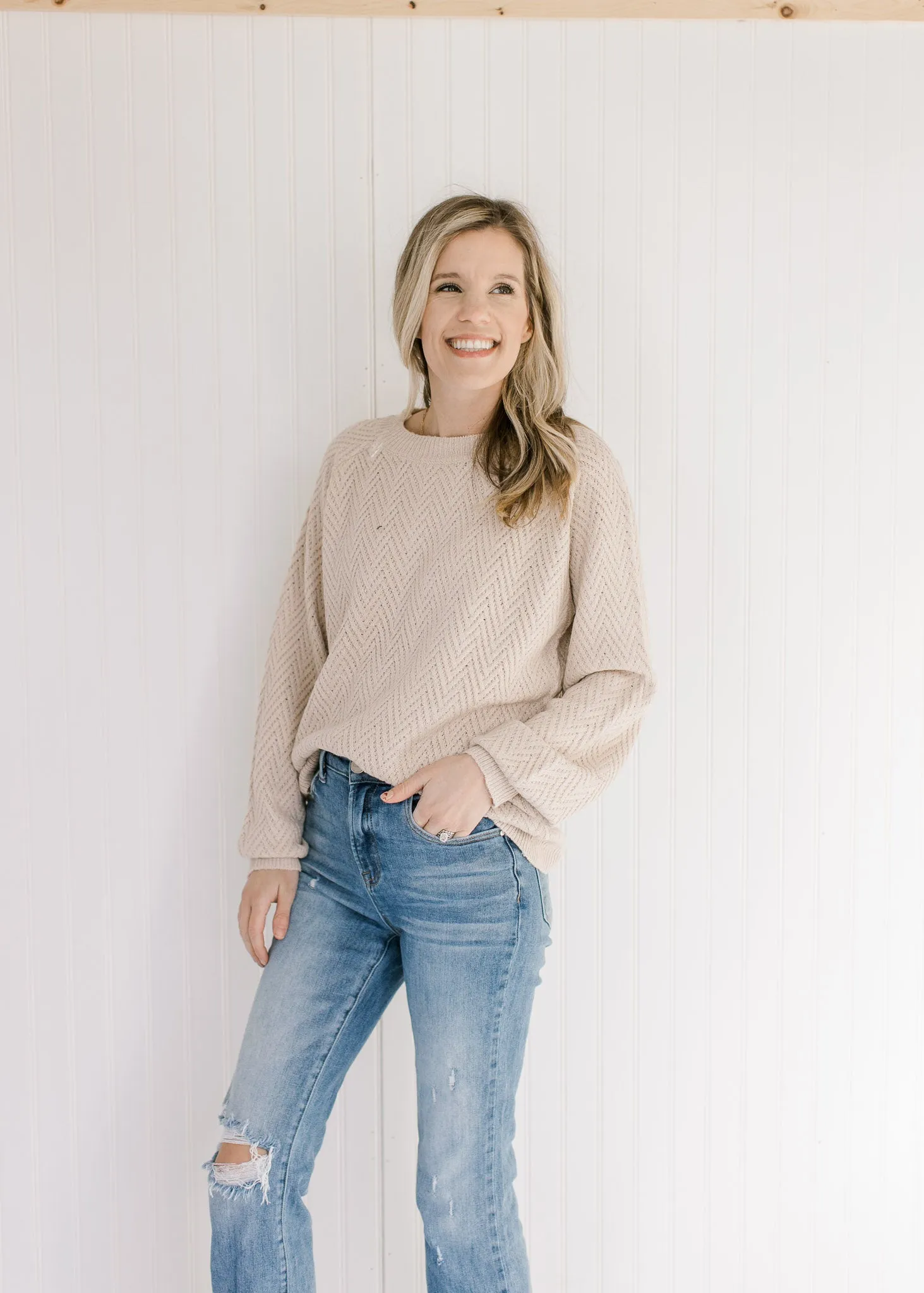X Tan Textured Sweater