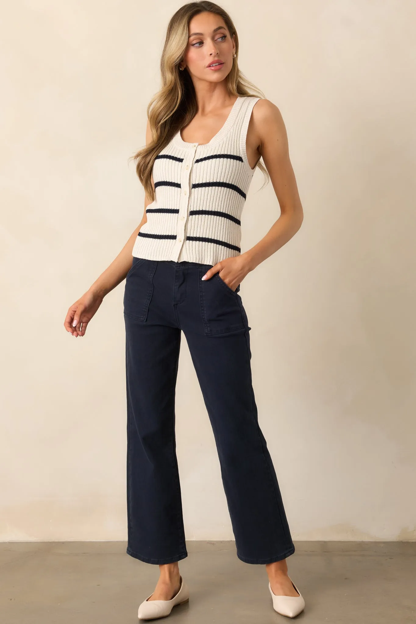 Z Supply Sea Salt Ivory Sycamore Stripe Sweater Vest