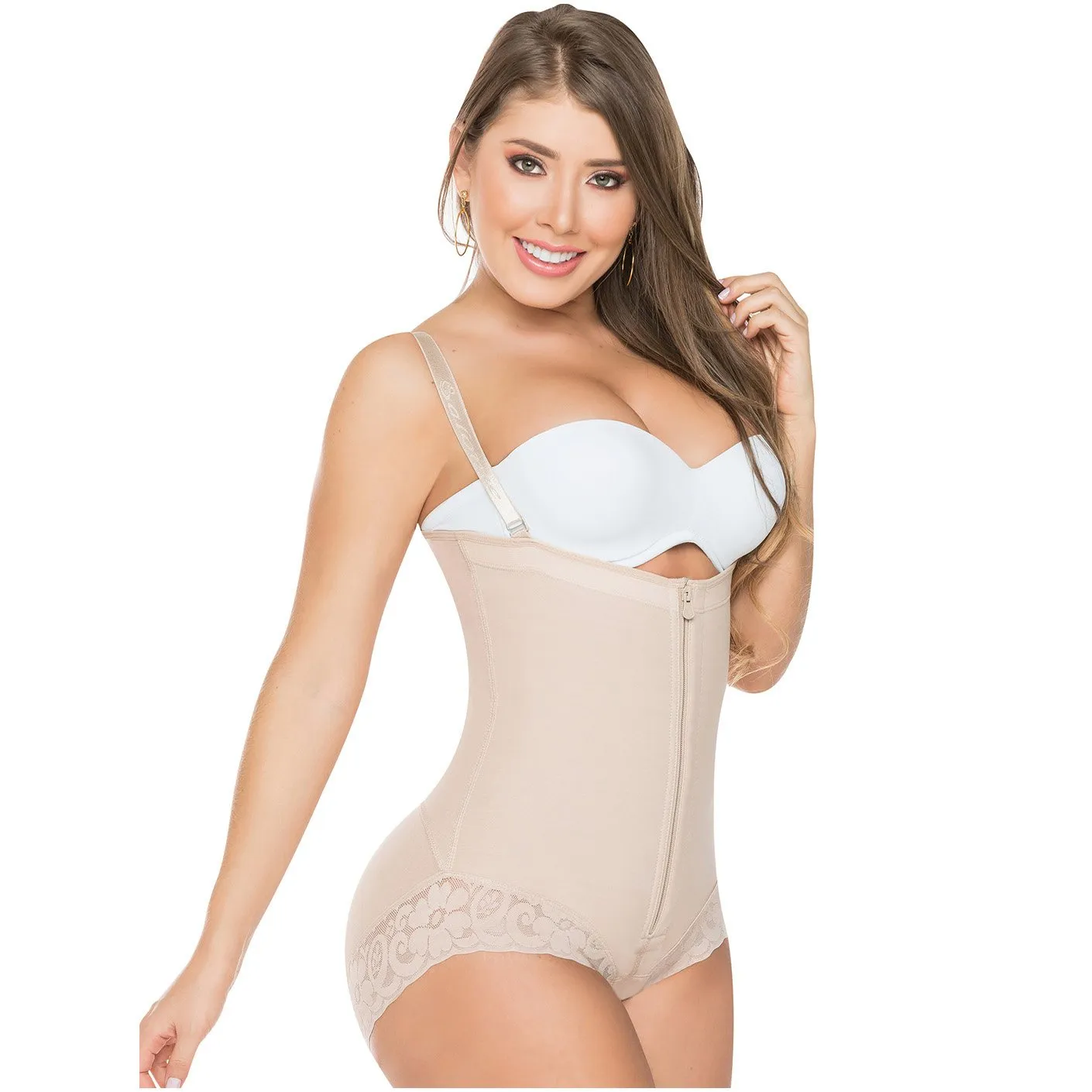Zipper High Back Open Bust Tummy Control Bodysuits