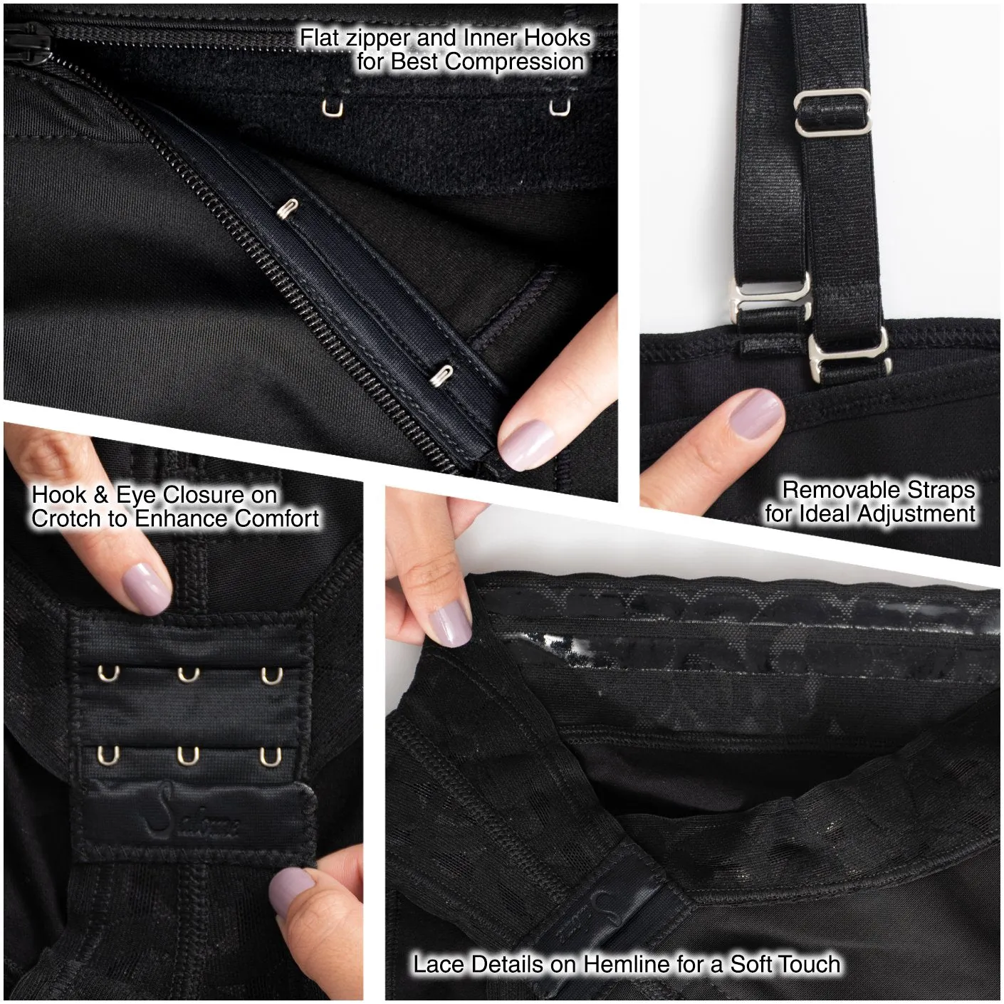 Zipper High Back Open Bust Tummy Control Bodysuits